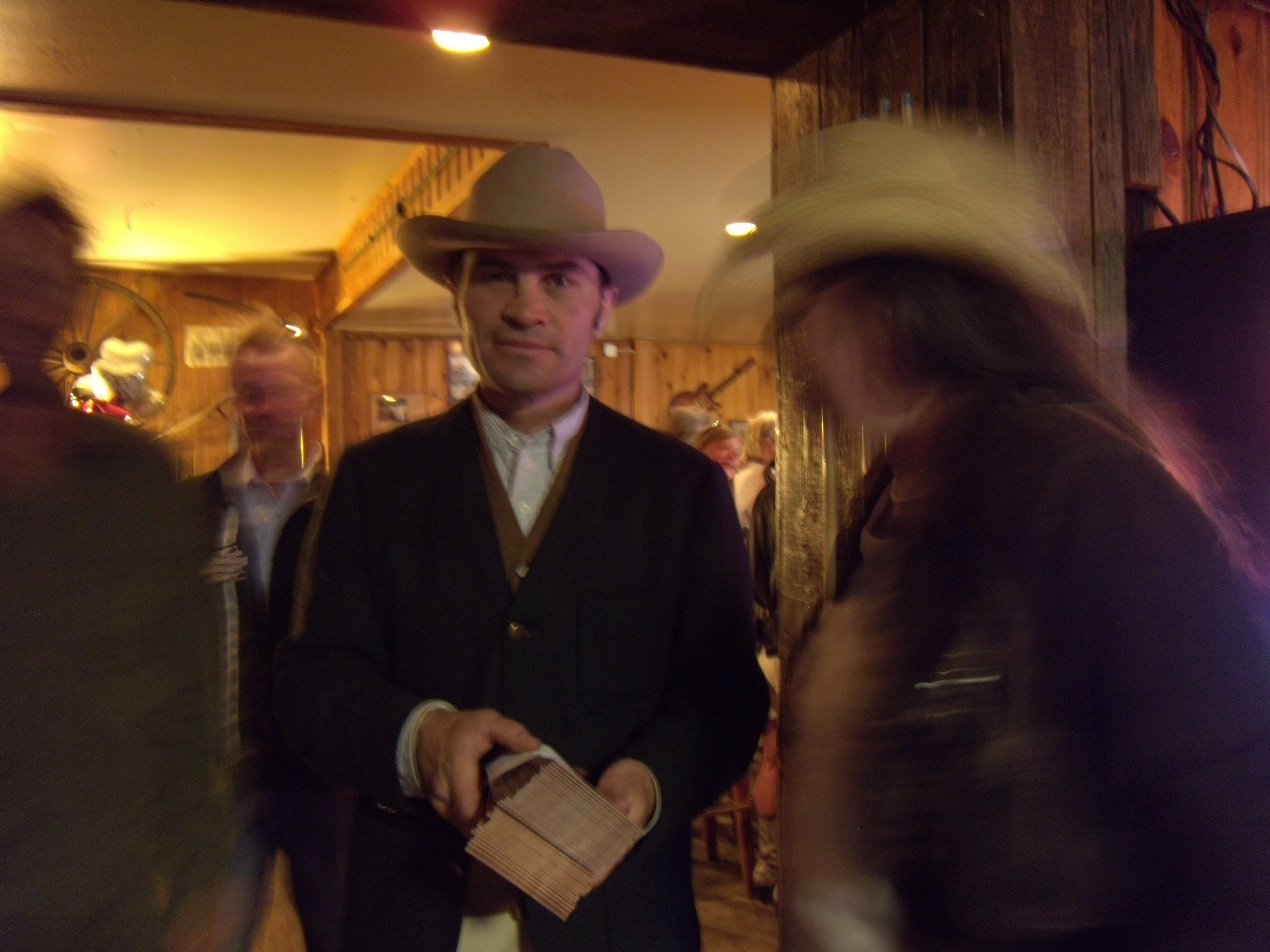 The groom played his part, even handing out Wyoming maps and Buck brochures as party favors. Photo by Julianne Couch.